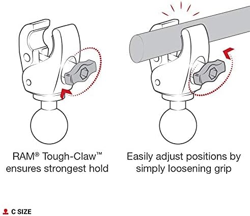 RAM MOUNTS Tough-Claw Large Clamp Mount with C Size 1.5" Ball Base