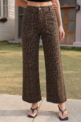 Cicy Bell Womens Cropped Wide Leg Jeans High Waisted Baggy Denim Ankle Pant