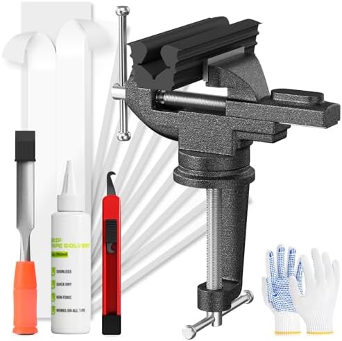 Golf Club Regripping Kit with Bench Vise – Complete Grip Repair & Replacement Set with Rubber Clamp, Solvent, Tape Strips & Tools for Golf Club Grip Installation, Home & Workshop DIY