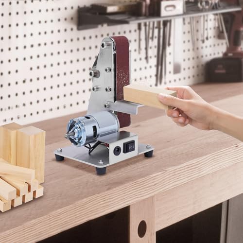 Mini Belt Sander, 7 Adjustable Speed Vertical Electric Grinding Sanding Machine, Handcraft System Bench Grinder Polisher Buffer