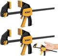 6" Mini Bar Clamps for Woodworking, 2-Piece One-Handed F Clamp/Spreader, 75LBS Load Limit Wood Clamp, Quick Release Grip Clamps for Table Wood Working, Light-duty Tools