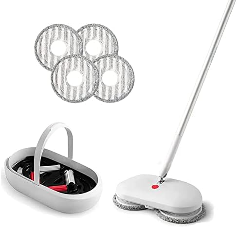 REECOO Cordless Electric Spin Mop Power Mop with 4 Floor Scrubber Pads/Automatic Cleaning Bucket/Water Sprayer,Lightweight & Rechargeable,Suitable for Wooden, Marble, Tile, Hardwood Floor.