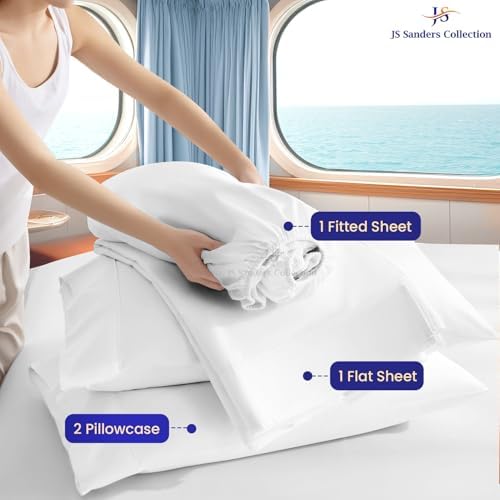JS Sanders Collection 4PC Boat Sheet Set Universal V Berth, White