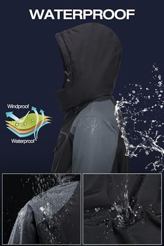 CAMELSPORTS Mens Winter Jacket Waterproof Warm Snow Ski Jackets Faux Fur Fleece Rain Coats with Removable Hood