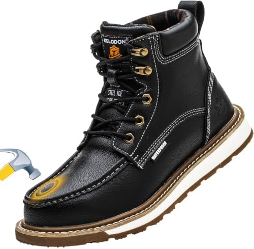 KELODON Waterproof Steel Toe Boots For Men 6" Moc Work Shoes