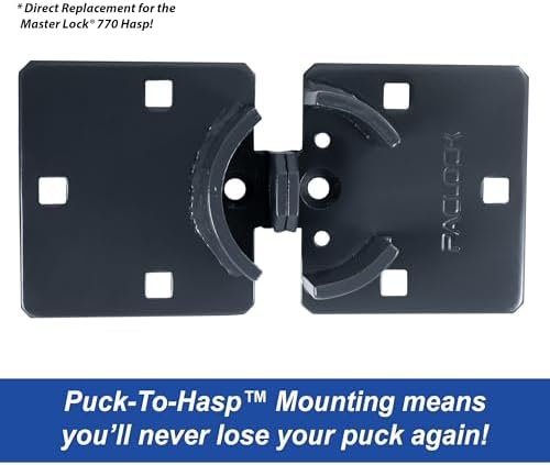 PACLOCK's UCS-7A/770 Hasp and Puck Kit, High Performance 6-Pin Cylinder, One Lock Keyed to a Number U-Pick! w/ 2 Keys, Blue Anodized Aluminum, Double Coated Grey Hasp