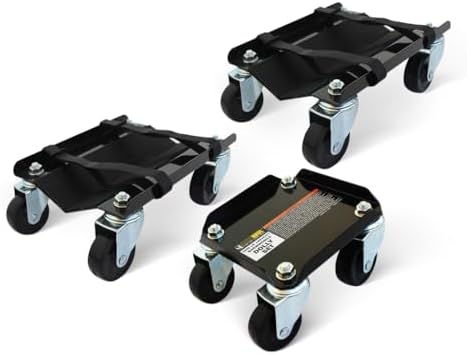 MaxxHaul Snowmobile Moving Dolly Set - Heavy Duty 1500 lbs Capacity - Anti-Slip V-Slide Rubber Pads with Straps - 360 Swivel Casters for Ski Sled Transport Storage Garage (50859)
