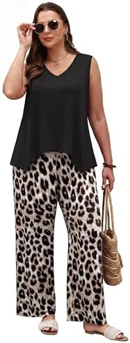 WIHOLL Two Piece Sets for Women Dressy Lounge Sets Summer Outfits Cruise Travel Beach Vacation Casual Wide Leg Pants Set