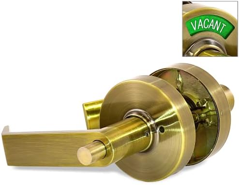 VIZILOK ADA Compliant Indicator Privacy Lock C5FB-R Durable ANSI GRADE2 comp Commercial Right Handed Non Reversible in-USE or Vacant Indicator Push Button Lever - Antique Brass
