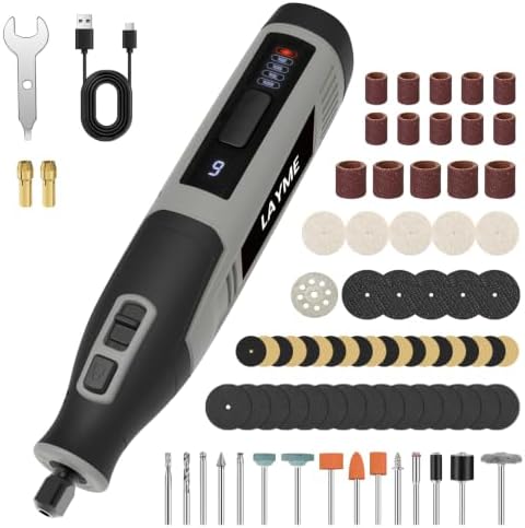 Cordless Rotary Tool Kit, 4V 4000mAh, 6-Speed, Digital Display Grey