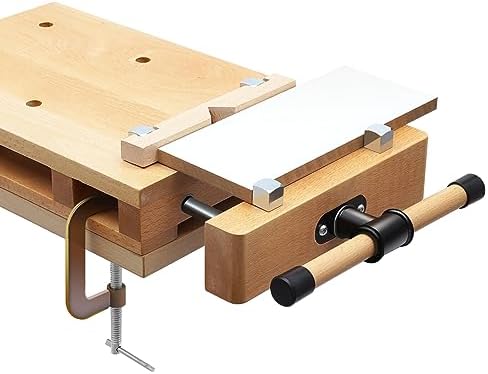 Wood Vise Workbench, Desktop Hard Woodworking Vise Workbench with Two G-type Fixing Clips Portable Smart Vice Clamps for Woodworking Chiseling, Planing, Cutting, And Graving