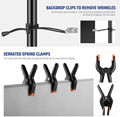 NEEWER 8.5x10ft Adjustable Backdrop Stand Kit, Photography Background Support System with 4 Crossbars, 6 Spring Clamps, 6 Backdrop Clips, 2 Sandbags, and Carrying Bag for Photo Video Party Ceremony