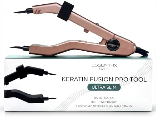 Professional Keratin Fusion Tool for Hair Extensions – Slim Long Heating Plates, Adjustable Temperature, Rapid Heat-UP, Seamless Fusion, Root Access, Salon-Quality Keratin Glue Gun (Rose Gold)