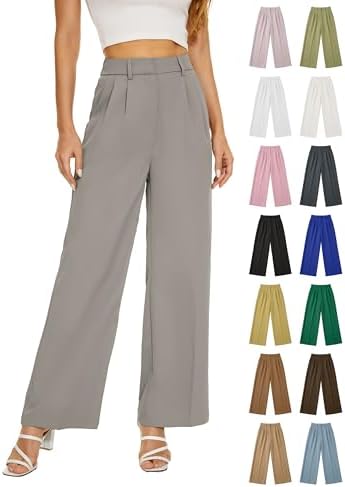 KICZOY Women Casual Wide Leg Dress Pants High Waist Lightweight Flowy Pants