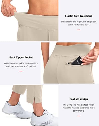 YYV Women's Golf Pants High Waist Stretch Ankle Pants with Pockets