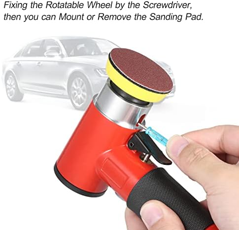 Mini Air Sander Pneumatic Orbital Polisher, High Speed 15000 RPM Compact Metal Sander for Woodworking Car Body Detailing