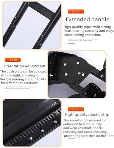 Snow Pusher with Wheels, Adjustable Handle-Angle Steel Blade for Driveway, Walkway, Patio Snow Removal - 5 Levels for Easy Clearing