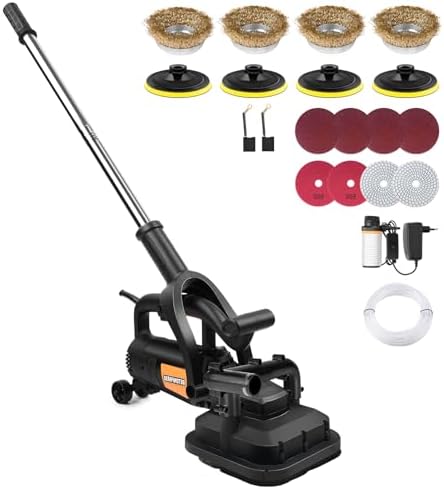 4-Head Concrete Grinder with Extendable Rod, 3800W 4'' Grinding Machine
