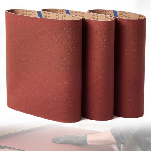3 Pack 37" x 75" Wide Sanding Belts, 80 Grit Aluminum Oxide Sander Belts