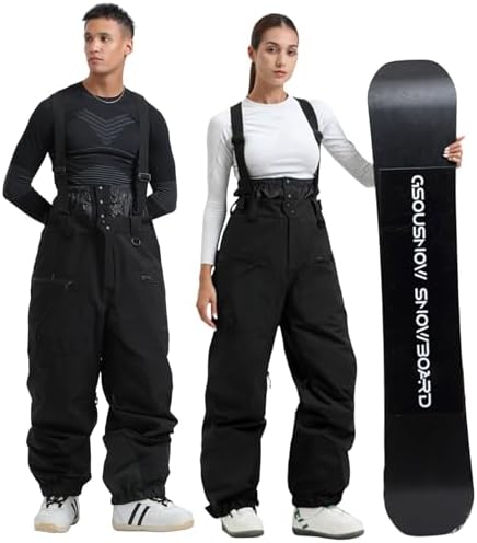 GSOU SNOW Mens Womens Snowboard Pants-Baggy Ski Snow Bibs