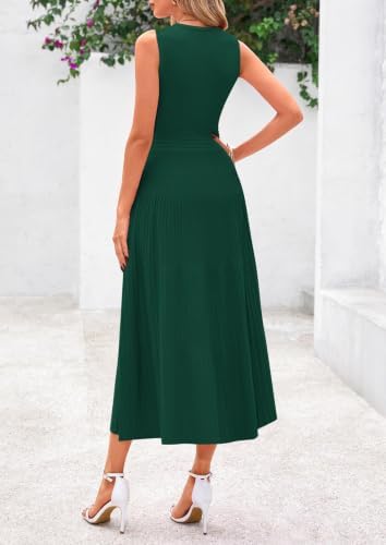 PRETTYGARDEN Women's Summer Pleated Midi Work Dress
