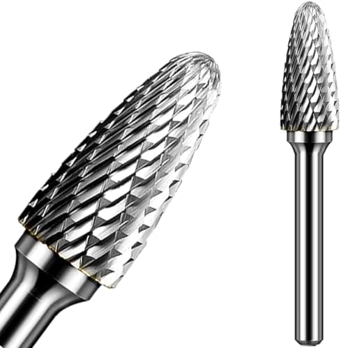 Carbide Burr Set 1/4" Shank SF-5 Die Grinder Bits Tungsten Double Cut Burr Bits (1/2" Cutter Dia X 1" Cutter Length) for Die Grinder Kits Metal Grinding Drilling Polishing (1pcs)