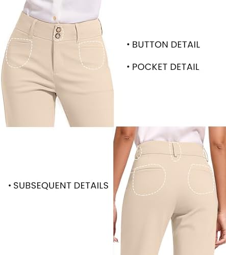 KICZOY Women Dress Pants Stretch Business Straight Leg with Pockets Wear to Work Casual 2026 Suitpants