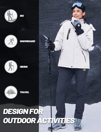 MAGCOMSEN Womens Winter Coats Waterproof Ski Snow Warm Fleece Rain Jacket