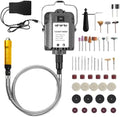 1200W 30000RPM Electric Flex Shaft Rotary Tool, Flex Shaft Grinder, Hanging Wall Mount Rotary Tool with Foot Pedal Control, Metal Flexible Shaft, Polishing Accessories