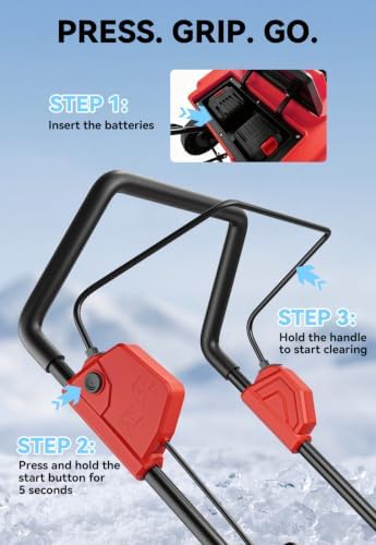 Electric Snow Blower Cordless 20"-Brushless Snow Thrower for Driveways, Red