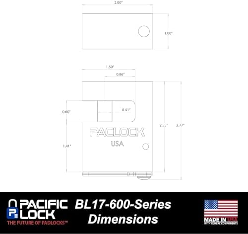 PACLOCK's 17-600-Series Block-Lock, UCS, High Performance 6-Pin Cylinder, One Lock Keyed to a Number U-Pick! w/ 2 Keys, Blue Anodized Aluminum