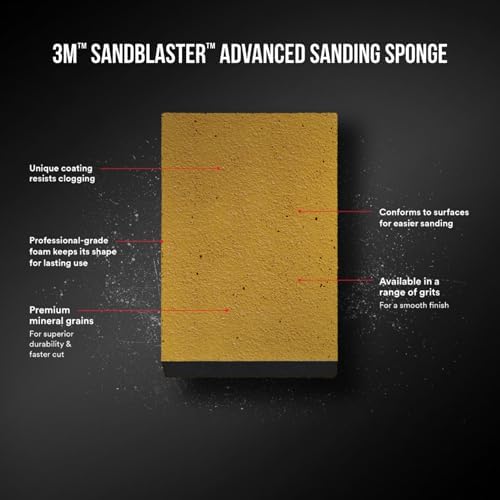 3M 20909-60 Sandblaster 60-Grit Sponge Block Sanding, Sponge, Block & Holder