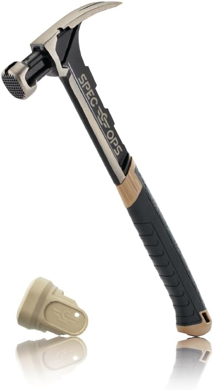 Spec Ops Tools Framing Hammer, 28 oz, Rip Claw, Milled Face, Soft Mallet Cap, Shock-Absorbing Grip, 3% Donated to Veterans