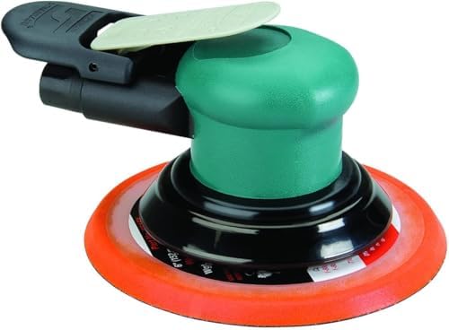 Dynabrade (59025) Dynorbital-Spirit 6" (152 mm) Diameter Random Orbital Sander, Non-Vacuum | Proportionate 3/16" (5 mm) Diameter Orbit | 12000 RPM Pneumatic Motor, Air Lube, Vinyl and Hook Face Pads