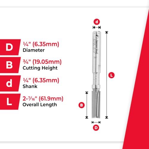 Amana Tool Carbide Tipped Miniature Flush Trim Plunge Template Router Bit, 47224, 1/4 Dia x 3/4 x 1/4 Inch Shank with Mini 1/4 D Upper Ball Bearing