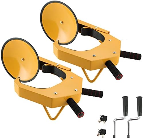 ATPEAM Wheel Lock Clamp, Anti-Theft, Heavy Duty, Adjustable, Tire Lock, 2 Pack, Black, Yellow