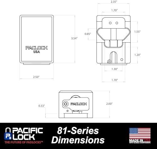 PACLOCK's 81-Series Patented Trailer Door Lock, High Security Rotating Disc, Manufacturer-Controlled Key Assigning, Exclusive Key Number, Keyed Differently w/ 1 Key, Black
