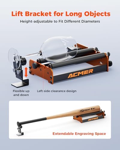 ACMER M2 Laser Rotary Roller for Laser Engraver Adjustable 4-138mm Diameter