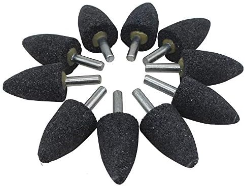 5Pc 1/4" Shank Brown Corundum Grinding Head Cone Shaped Grinding Wheel Abrasive Mounted Grinding Point Stone Rotary Tools Deburring Polishing - Diameter:25mm