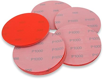 Red Label Abrasives 6 Inch 1000 Grit High Performance Hook and Loop Wet/Dry Auto Body Film Sanding Discs, 50 Pack