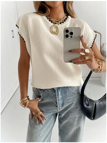 SOLY HUX Women's Short Sleeve Business Casual Sweater