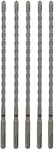 SDS Plus Bits (3/8"*12")-5PCS Rotary Hammer Drill Bits Set Cross Carbide Tips for Concrete, Brick, Cement Walls, Stone, Brick