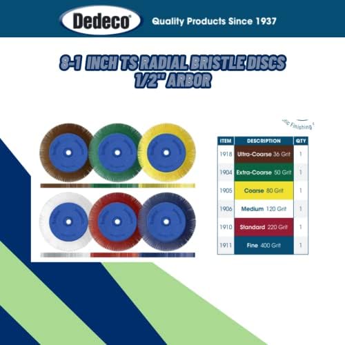 Dedeco Sunburst Radial Bristle Disc 1 Pack - 8" Straight - Dark-Green 50 Grit (Extra-Coarse) - Aluminum Oxide for Polishing & Finishing