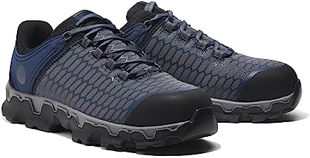 Timberland PRO Men's Powertrain Sport Alloy Safety Toe Industrial Athletic Work Shoe, Grey/Navy-2024 New, 7.5 W