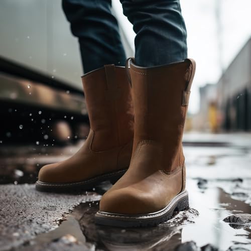 HISEA NINGO Steel Toe Work Boots for Men, Waterproof Wellington Boots