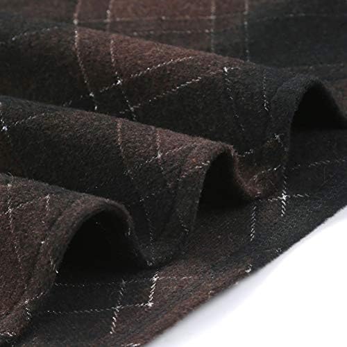 IDEALSANXUN Womens Plaid Wool Skirts Elastic Waist A-Line Pleated Tartan Long Skirts