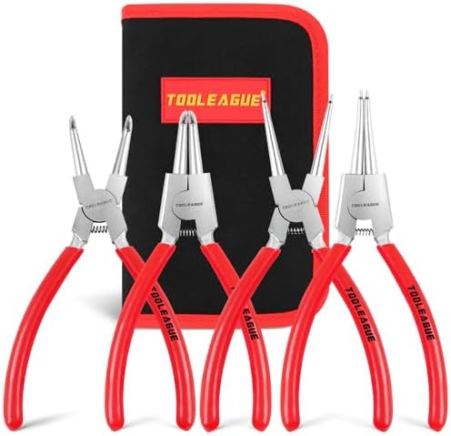 TOOLEAGUE 7" Snap Ring Pliers Set with Storage Bag, Circlip Pliers, 4 Pcs