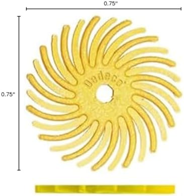 Dedeco Sunburst Radial Bristle Discs 48-Pack - 3/4" Curved - Yellow 80 Grit (Coarse) - Aluminum Oxide for Polishing & Finishing