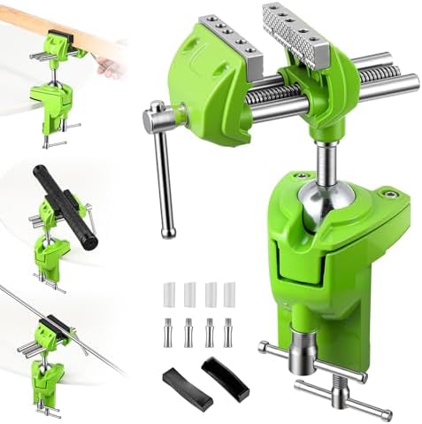 Bench Vise, 360° Swiveling Articulating Vise with Post Universal