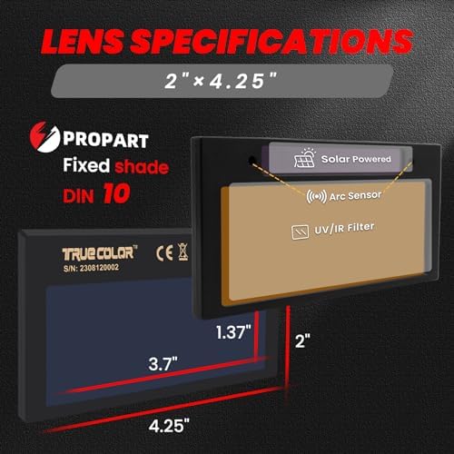 Shade10 | 2×4 1/4 Auto Darkening Welding Lens | Blue Puddle Technology Welding Lens | Compatible with 2×4.25 Welding Helmets | Welding Lens 2×4 1/4 (Gold)
